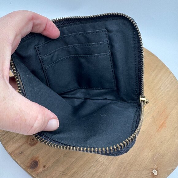 Fossil Black Pebbled Leather Zipper Pouch Clutch small Medium Lined Bag 6” x 4” - Picture 6 of 8